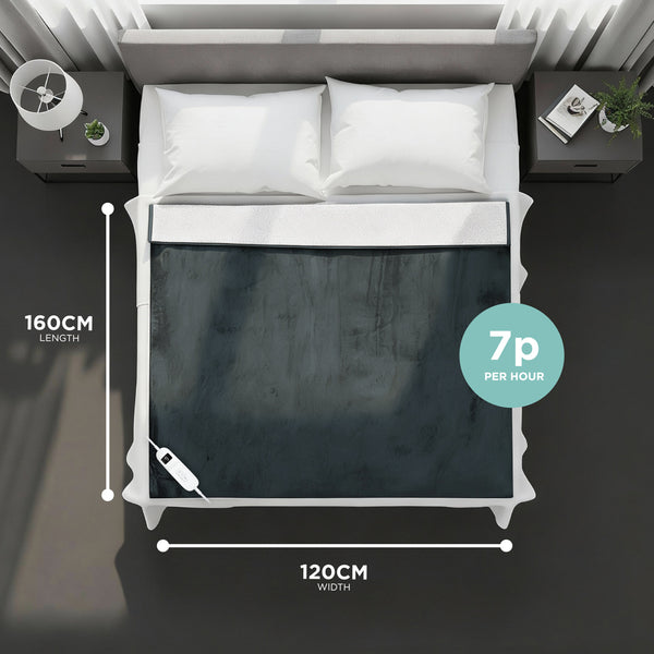 Heated Electric Blanket - Sherpa Fleece, Auto-Off, 9 Heat Levels, Grey