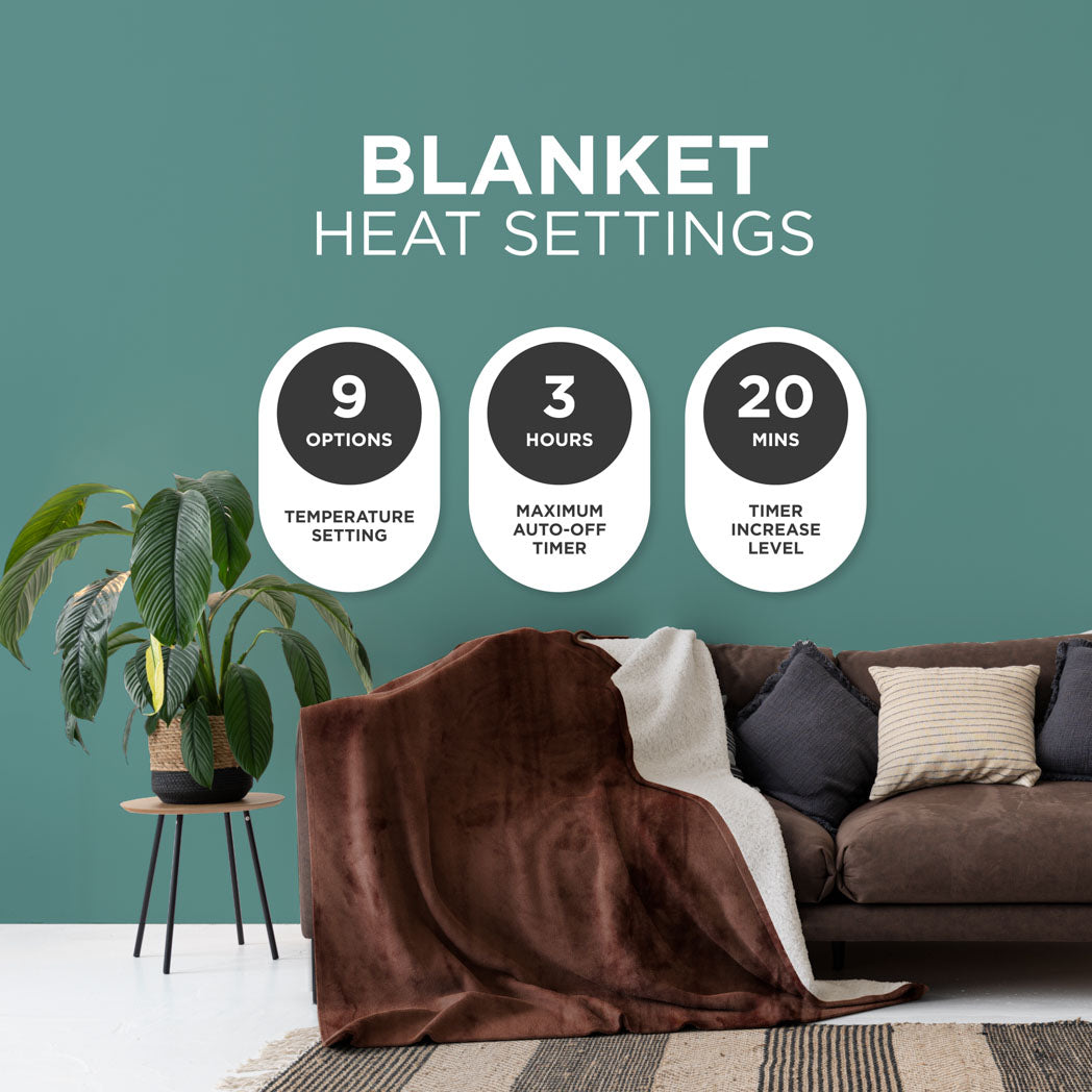 Heated Electric Blanket – Sherpa Fleece, Auto-Off & 9 Heat Levels