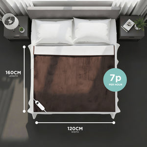 Heated Electric Blanket – Sherpa Fleece, Auto-Off & 9 Heat Levels, Brown