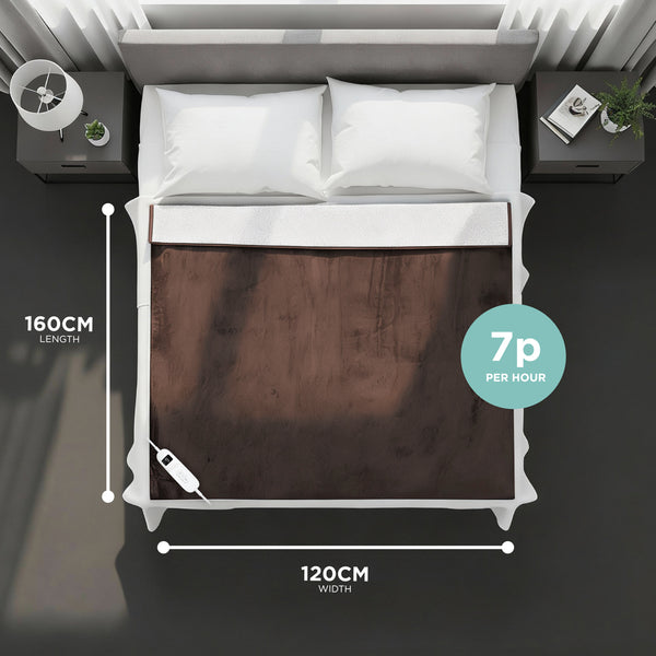 Heated Electric Blanket – Sherpa Fleece, Auto-Off & 9 Heat Levels, Brown