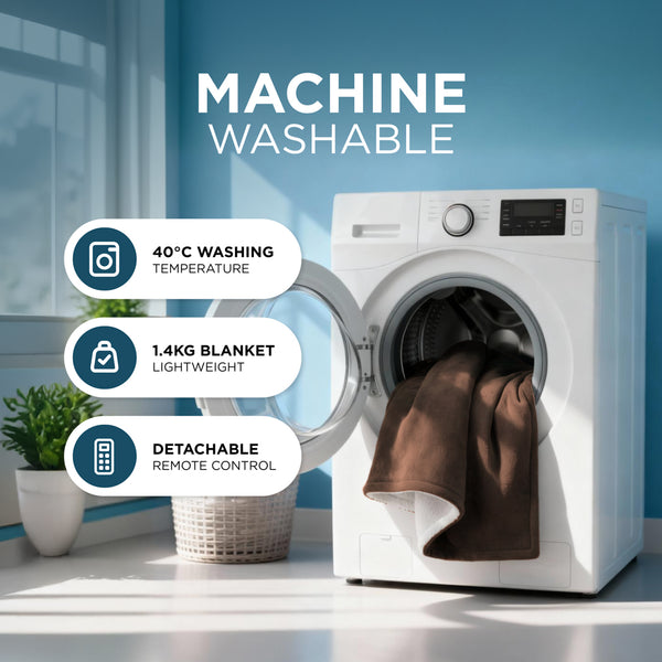 Heated Electric Blanket – Sherpa Fleece, Auto-Off & 9 Heat Levels, Brown