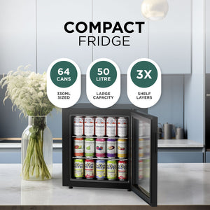 50L Glass Door Mini Fridge with Lock – Sleek & Secure