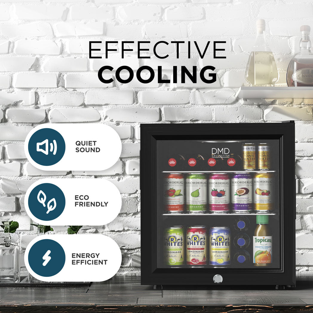 50L Glass Mini Fridge with Lock & Key
