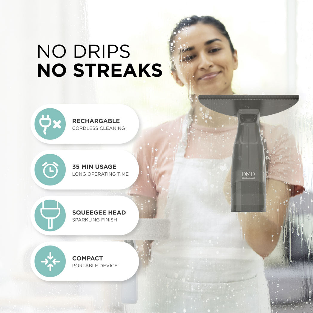 Rechargeable Cordless Window Vacuum with Spray Kit