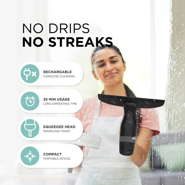 Window Vacuum - Cordless, Rechargeable, Includes Spray Kit