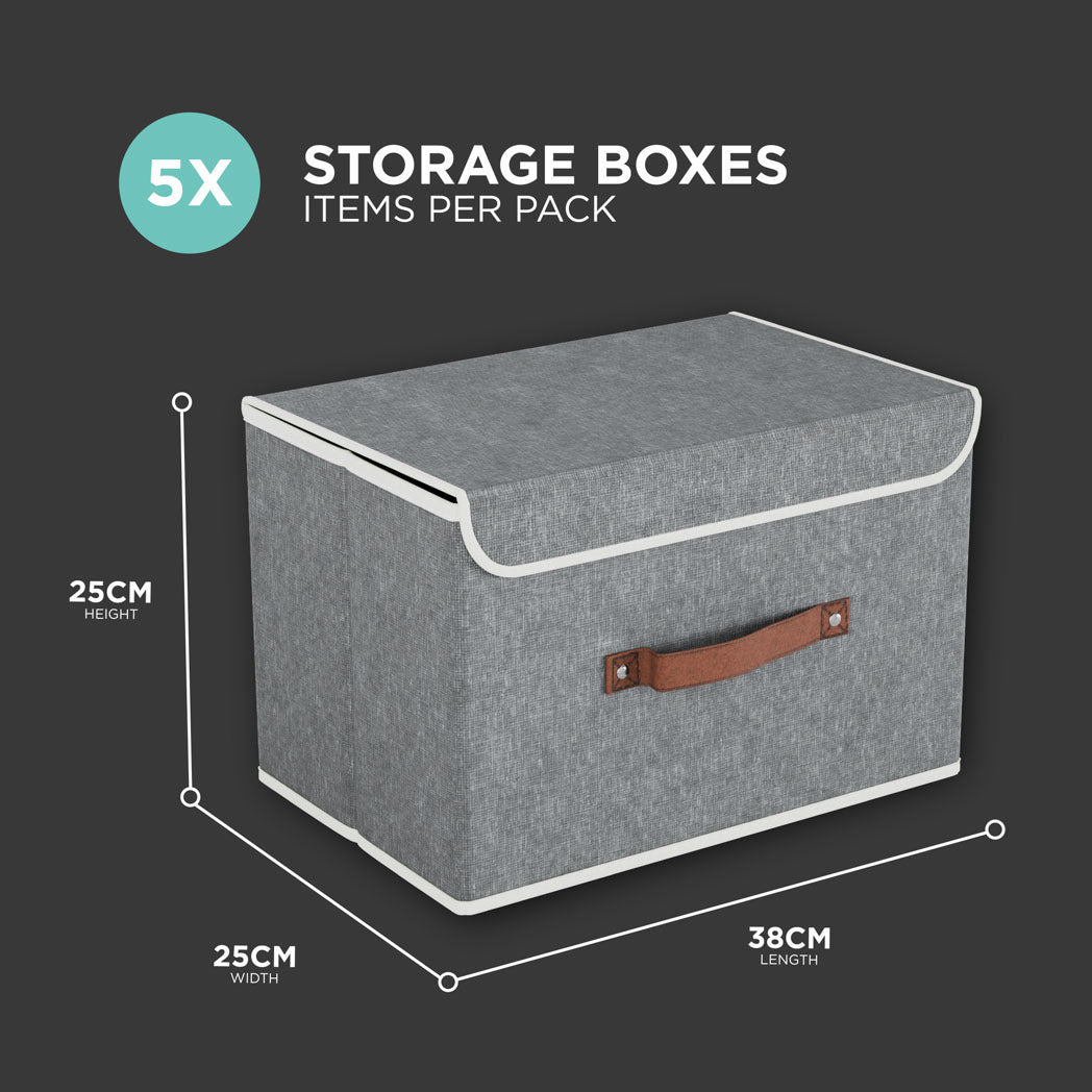 5-Pack Collapsible Storage Boxes with Lids