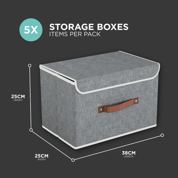 5-Pack Storage Boxes with Lids