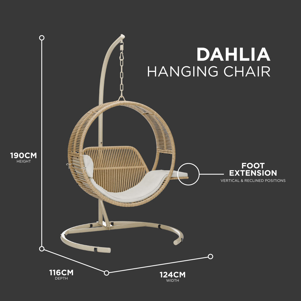 Dahlia Hanging Egg Chair with Cushions & Steel Stand