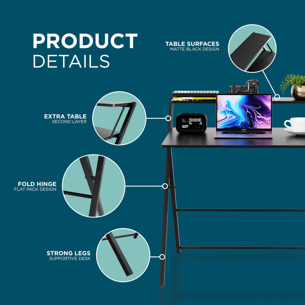 2-Tier Shelf FlexiDesk Folding Desk