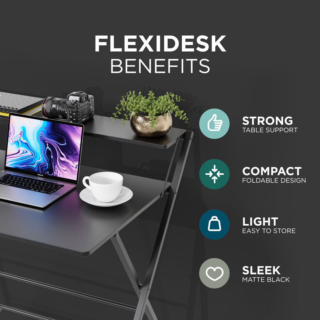 2-Tier Shelf FlexiDesk Folding Desk