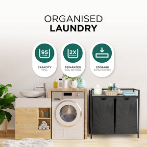 Double Laundry Basket - 95L, Pull Out