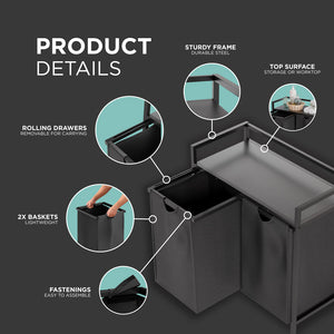 Double Laundry Basket - 95L, Pull Out