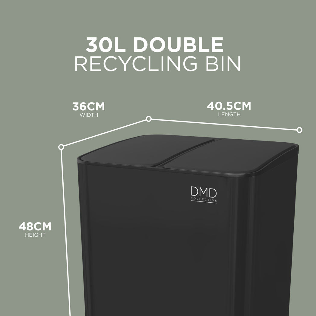 30L Dual Stainless Steel Rubbish Bin