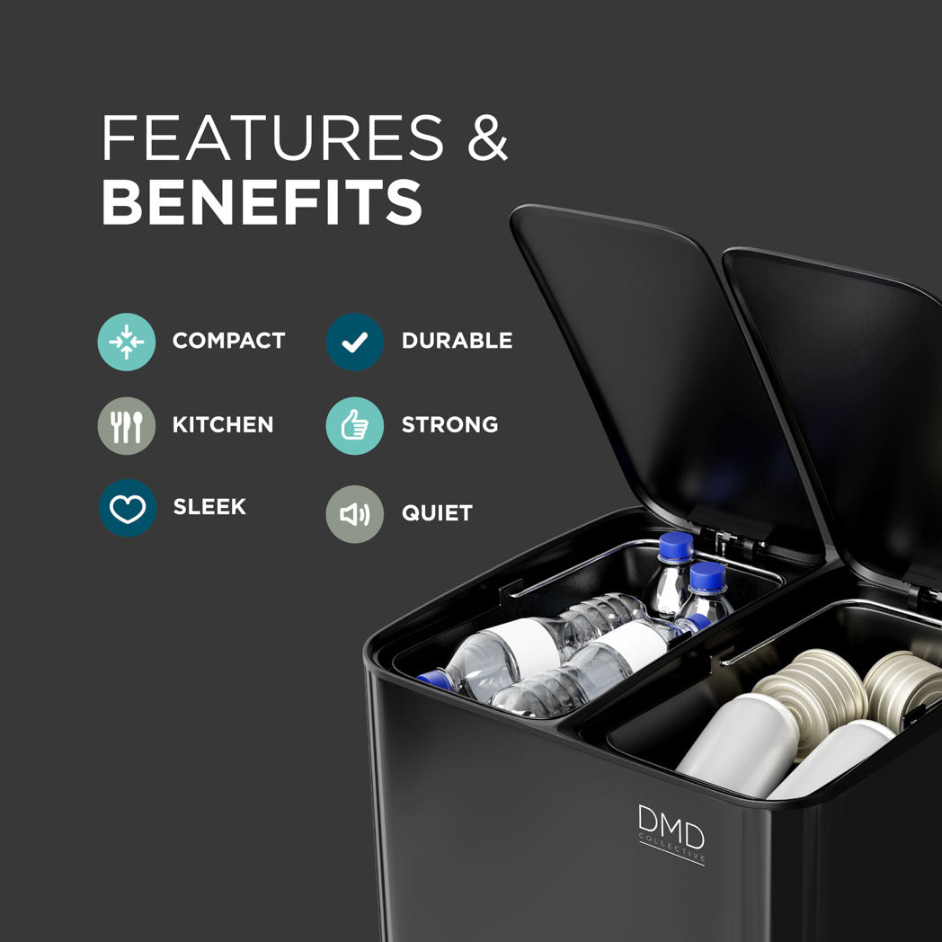 30L Dual Stainless Steel Rubbish Bin