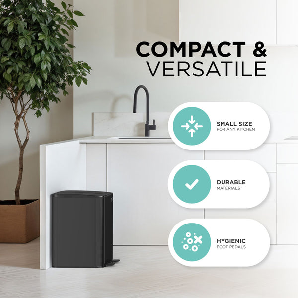 Stainless Steel Rubbish Bin - 30L, Dual Design