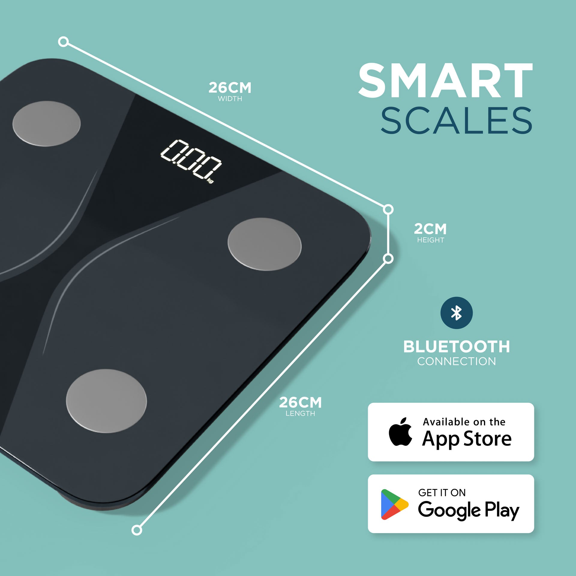 Smart Digital Bathroom Scale with App & Bluetooth