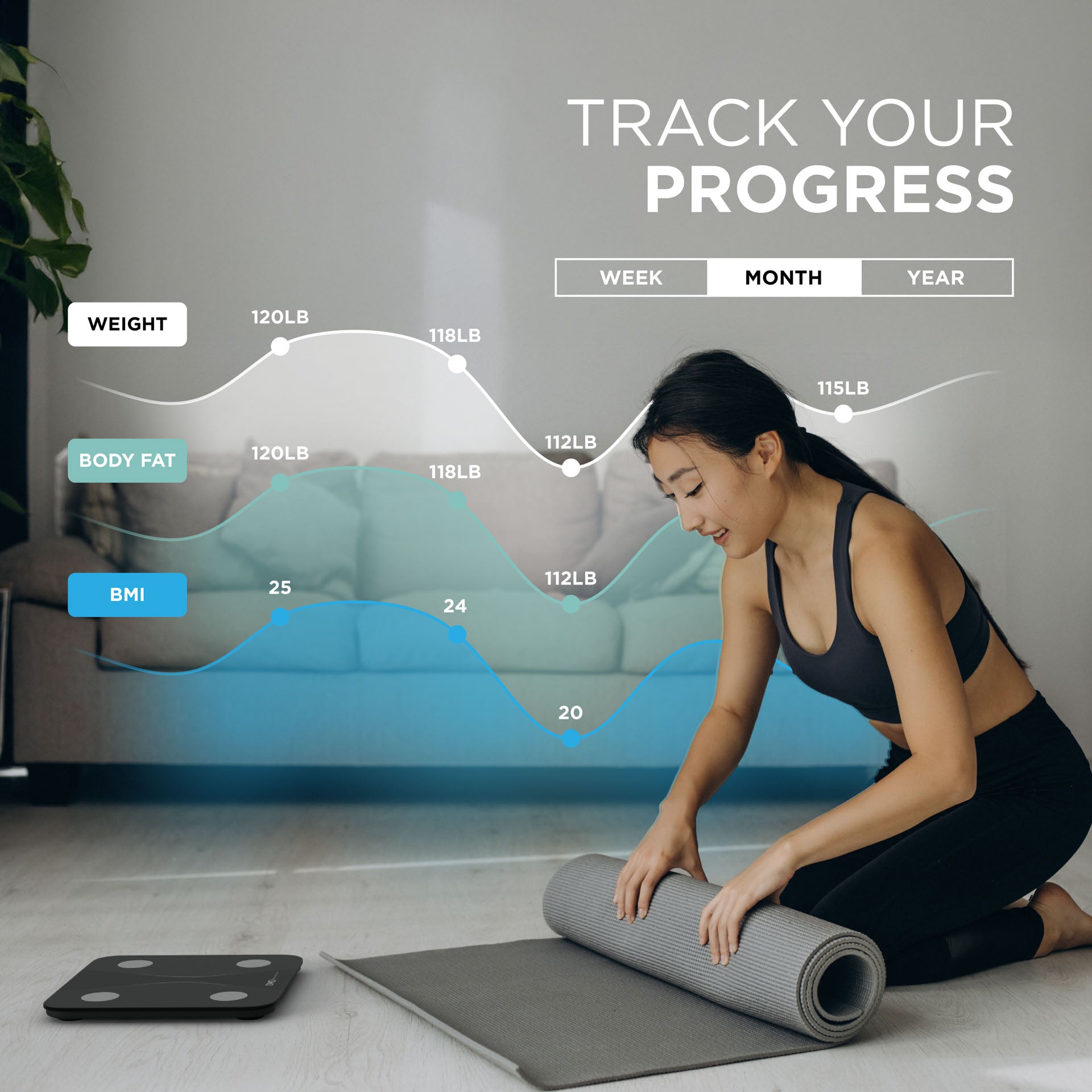 Smart Digital Bathroom Scale with App & Bluetooth