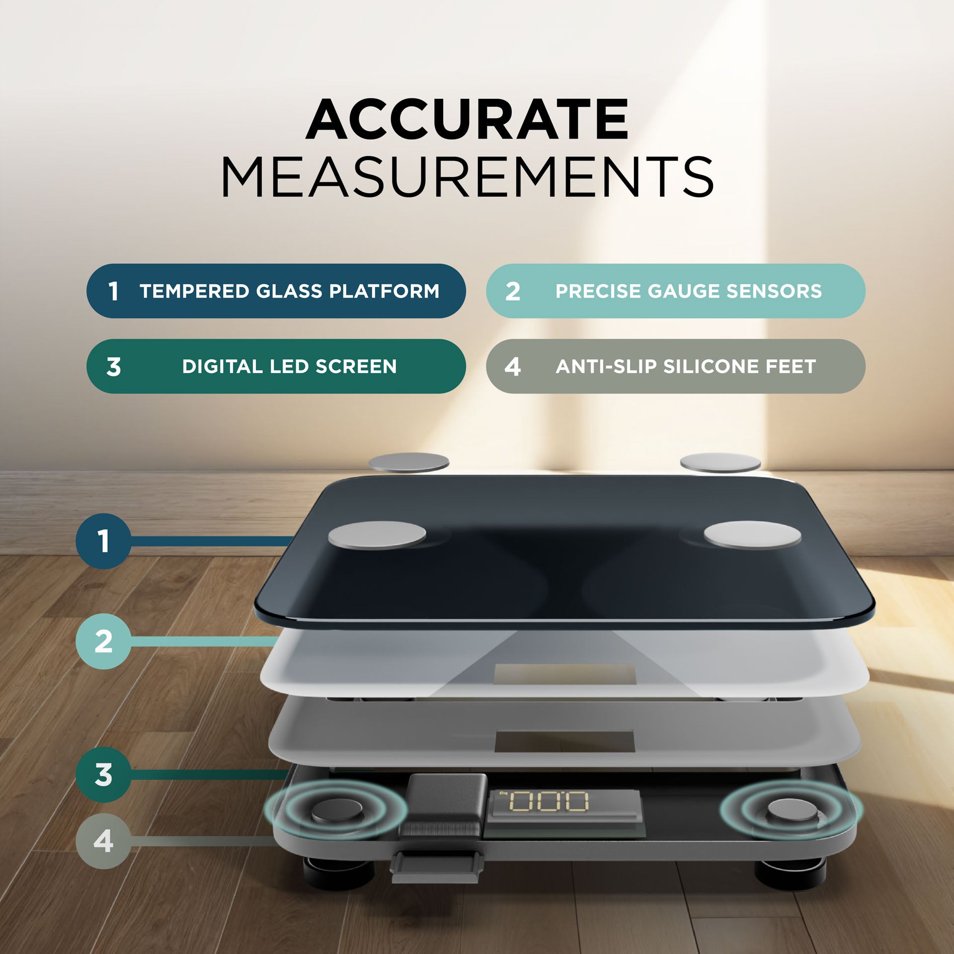 Smart Digital Bathroom Scale with App & Bluetooth