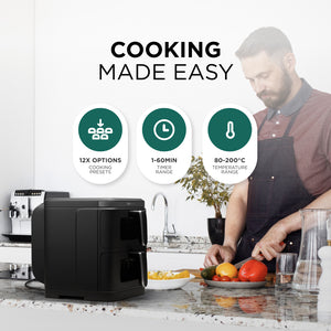 11L Double Air Fryer with Dual Drawers and 12 Cooking Functions