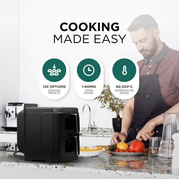 11L Double Air Fryer with Dual Drawers and 12 Cooking Functions