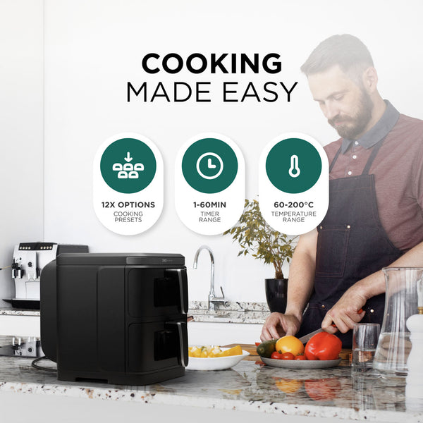 Double Air Fryer - 11L, 12 Cooking Options