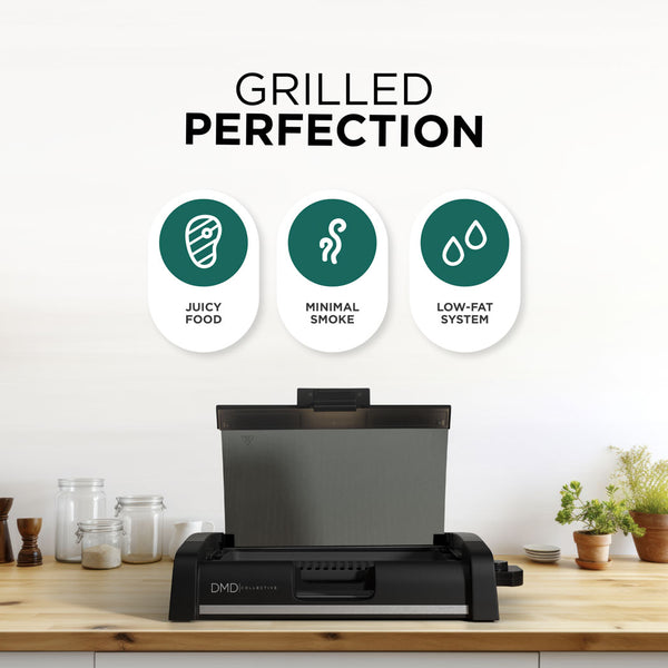Smokeless Electric Grill with Glass Lid – Indoor BBQ, Non-Stick