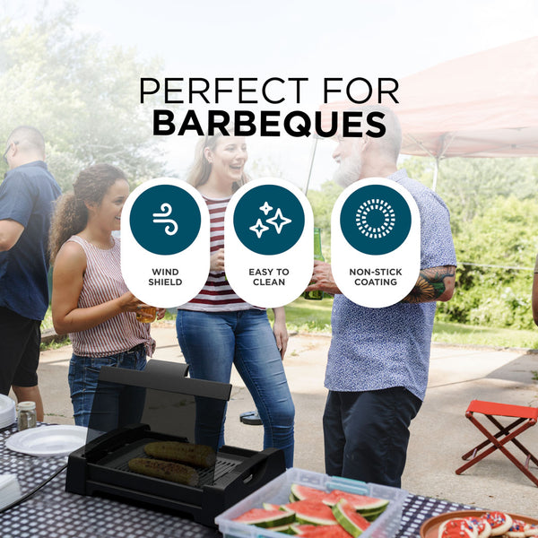 Smokeless Electric Grill with Glass Lid – Indoor BBQ, Non-Stick