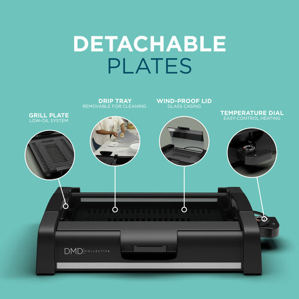 Smokeless Electric Grill with Glass Lid – Indoor BBQ, Non-Stick