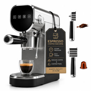 20 Bar Espresso Coffee Machine for Pods & Ground Coffee with Steam Wand