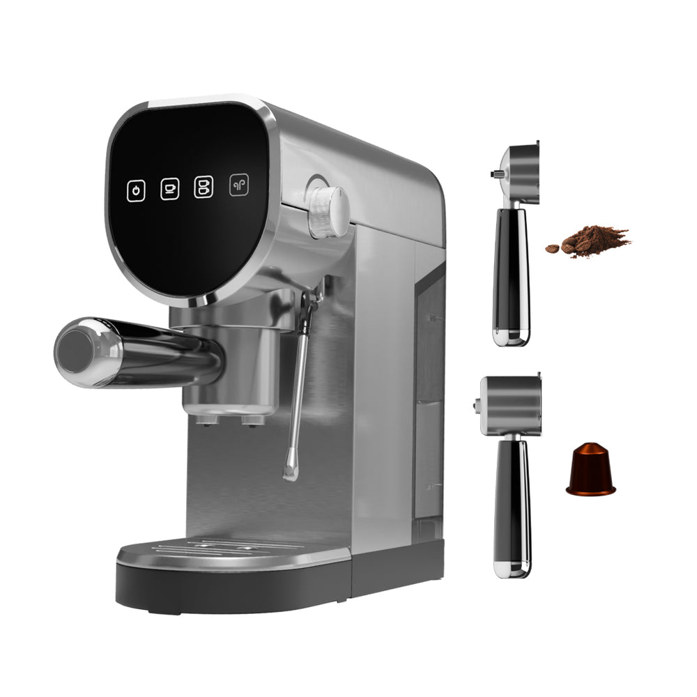 Espresso Coffee Machine - 20-Bar Pressure, Milk Frother, Capsule Compatible
