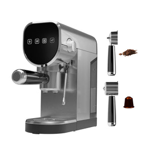 Espresso Coffee Machine - 20-Bar Pressure, Milk Frother, Capsule Compatible