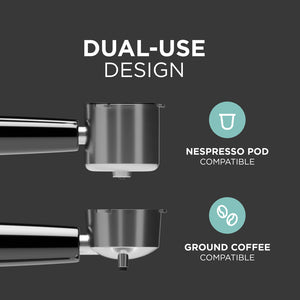 Espresso Coffee Machine - 20-Bar Pressure, Milk Frother, Capsule Compatible