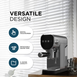 Espresso Coffee Machine - 20-Bar Pressure, Milk Frother, Capsule Compatible