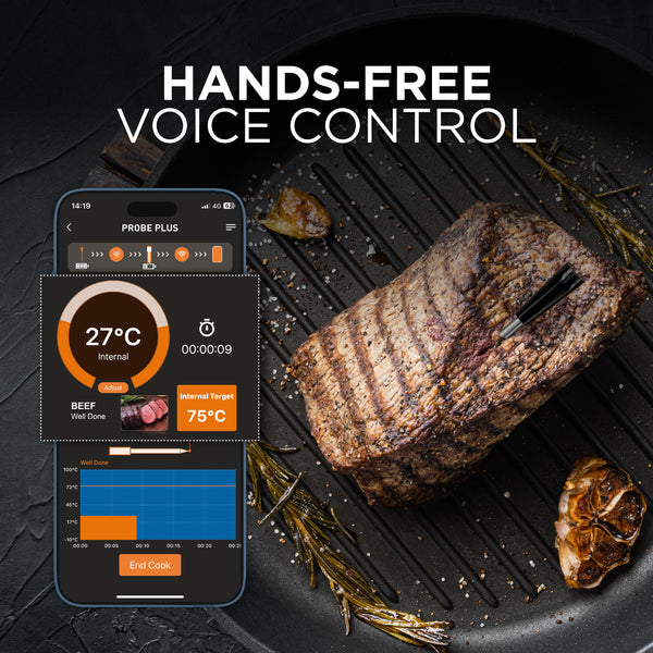 Wireless Meat Thermometer, 100m Bluetooth with Temp Alarm