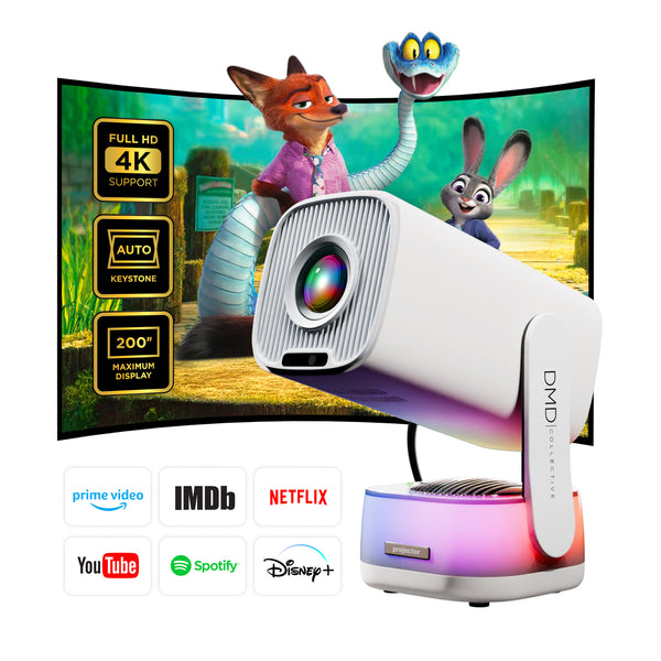 DVD-projector draagbare ingebouwde dvd-speler HD 1080P ondersteunde filmprojector voor buitengebruik, compatibel met HDMI, USB, AV, TF, VGA, tv-stick
