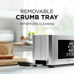 Touchscreen 4 Slice Long Slot Toaster Stainless Steel, 6 Browning Levels, Defrost Reheat & Cancel Functions, 1400W