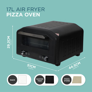 Electric Pizza Oven & Air Fryer Combo 17L – 400°C Indoor Countertop Oven, Fits 12" Pizza
