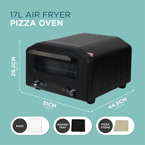 Electric Pizza Oven & Air Fryer Combo 17L – 400°C Indoor Countertop Oven, Fits 12" Pizza