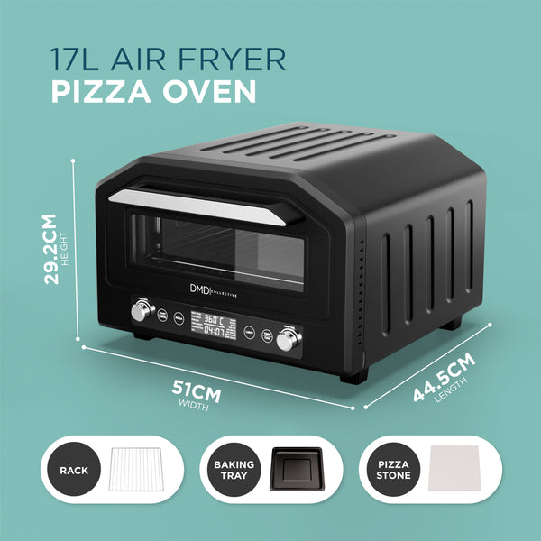 Electric Pizza Oven & Air Fryer Combo 17L – 400°C Indoor Countertop Oven, Fits 12" Pizza