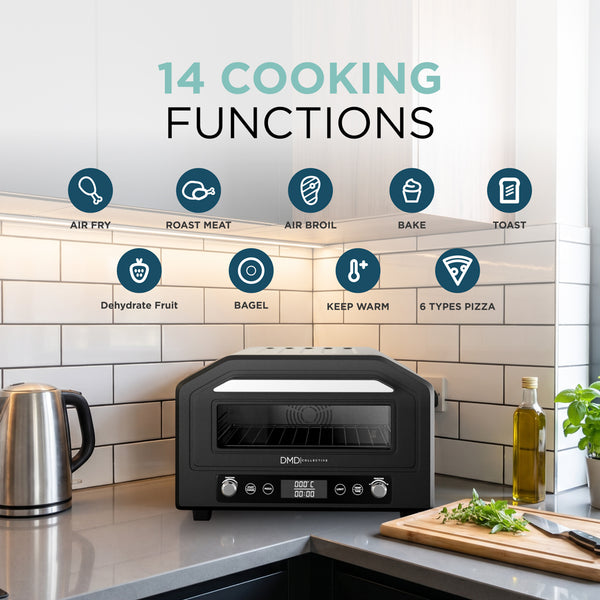 Electric Pizza Oven & Air Fryer Combo 17L – 400°C Indoor Countertop Oven, Fits 12" Pizza