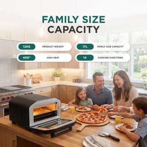 Electric Pizza Oven & Air Fryer Combo 17L – 400°C Indoor Countertop Oven, Fits 12" Pizza