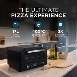 Electric Pizza Oven & Air Fryer Combo 17L – 400°C Indoor Countertop Oven, Fits 12" Pizza