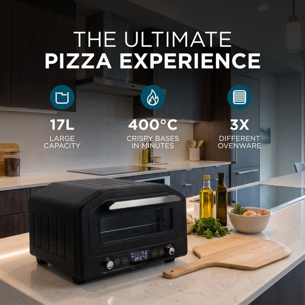 Electric Pizza Oven & Air Fryer Combo 17L – 400°C Indoor Countertop Oven, Fits 12" Pizza