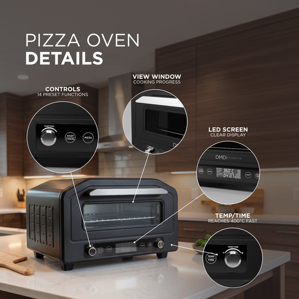 Electric Pizza Oven & Air Fryer Combo 17L – 400°C Indoor Countertop Oven, Fits 12" Pizza