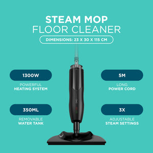 Steam Mop Floor Cleaner with Adjustable Steam Control for Tile, Laminate and Sealed Wood 1300W