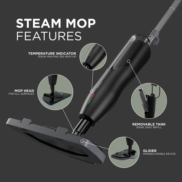 Steam Mop Floor Cleaner with Adjustable Steam Control for Tile, Laminate and Sealed Wood 1300W