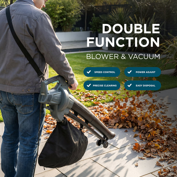 Electric Garden Leaf Blower Vacuum with Variable Speed, 30L Bag & 8m Cable 3500W