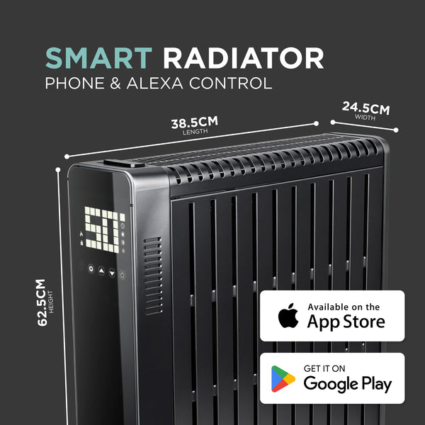 Smart WiFi Electric Radiator Heater with Remote & Timer 2500W