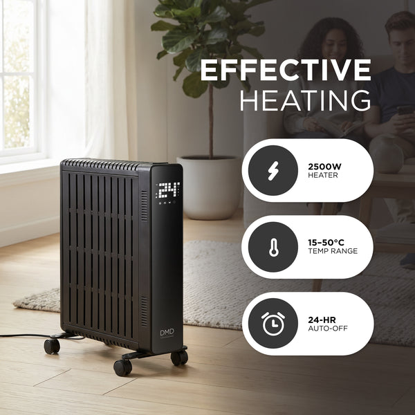 Smart WiFi Electric Radiator Heater with Remote & Timer 2500W