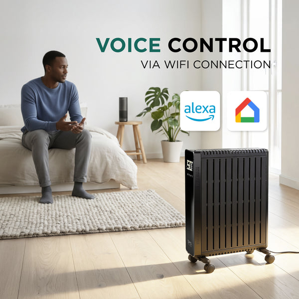 Smart WiFi Electric Radiator Heater with Remote & Timer 2500W